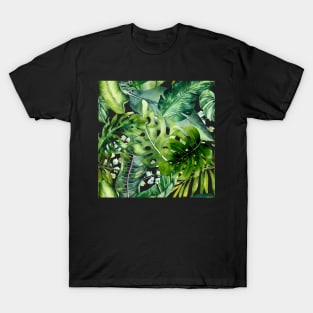 Greenery Tropical Foliage Pattern T-Shirt